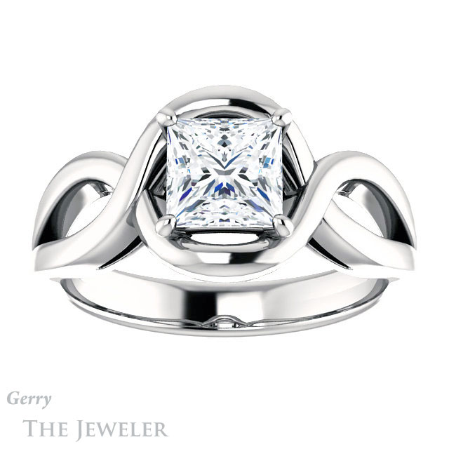Princess Cut Forever One Moissanite Engagement Ring #GTJ1268-square-fo-w | Gerry The Jeweler Princess Cut Forever One Moissanite Engagement Ring #GTJ1268-square-fo-w
