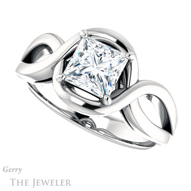 Princess Cut Forever One Moissanite Engagement Ring #GTJ1268-square-fo-w | Gerry The Jeweler Princess Cut Forever One Moissanite Engagement Ring #GTJ1268-square-fo-w