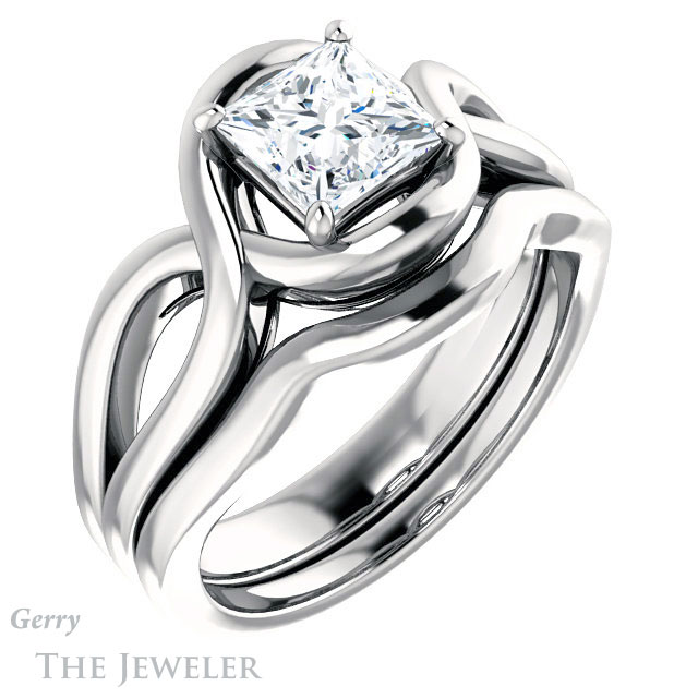 Princess Cut Forever One Moissanite Engagement Ring #GTJ1268-square-fo-w | Gerry The Jeweler Princess Cut Forever One Moissanite Engagement Ring #GTJ1268-square-fo-w