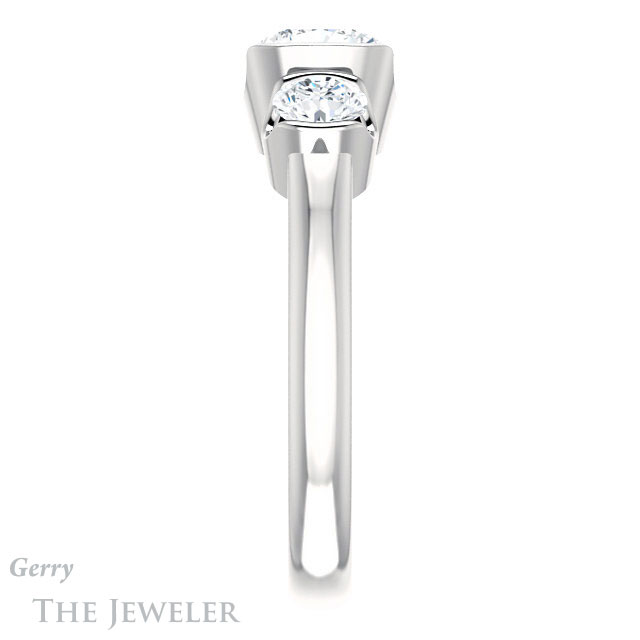 Cushion Cut Forever One Moissanite Engagement Ring #GTJ1269-cushion-fo-w 3 Cushion Cut Forever One Moissanite Engagement Ring #GTJ1269-cushion-fo-w