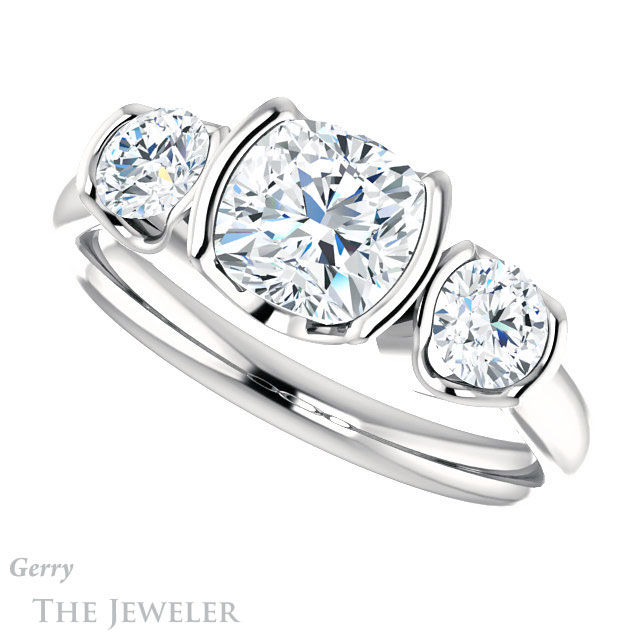 Cushion Cut Forever One Moissanite Engagement Ring #GTJ1269-cushion-fo-w 5 Cushion Cut Forever One Moissanite Engagement Ring #GTJ1269-cushion-fo-w