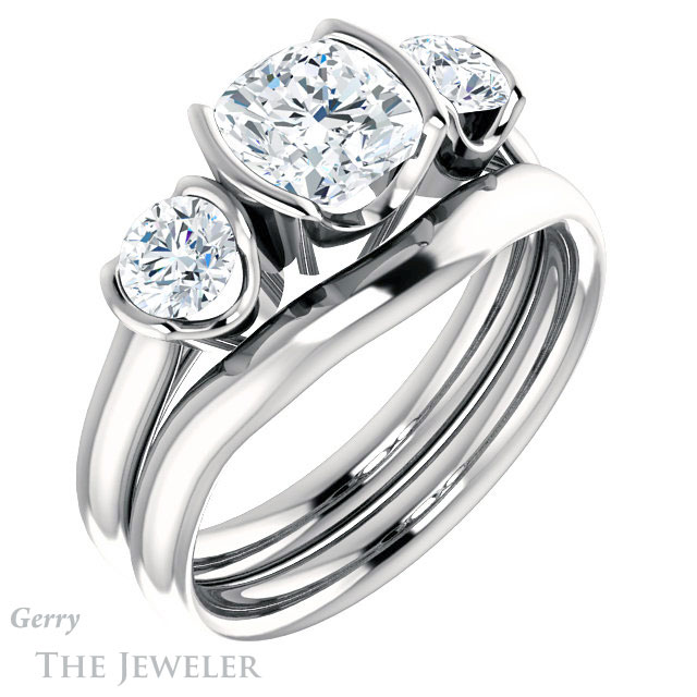 Cushion Cut Forever One Moissanite Engagement Ring #GTJ1269-cushion-fo-w 6 Cushion Cut Forever One Moissanite Engagement Ring #GTJ1269-cushion-fo-w
