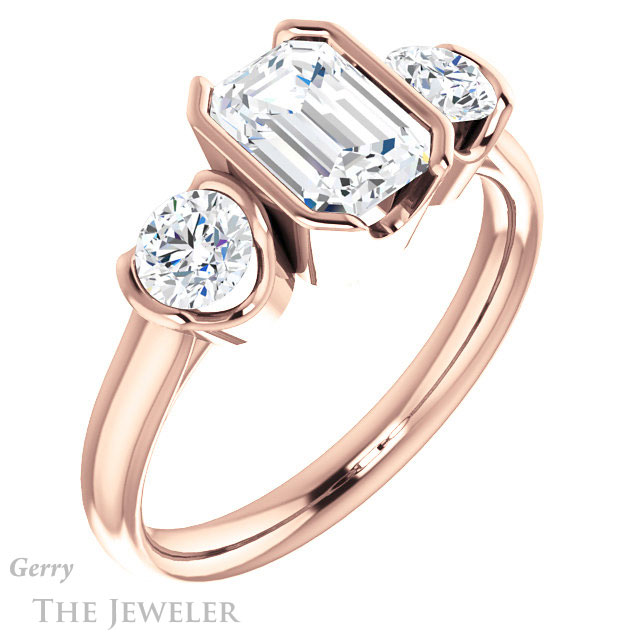 Emerald Cut Forever Brilliant Moissanite Engagement Ring #GTJ1269-emerald-fb-r