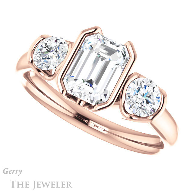 Emerald Cut Forever Brilliant Moissanite Engagement Ring #GTJ1269-emerald-fb-r