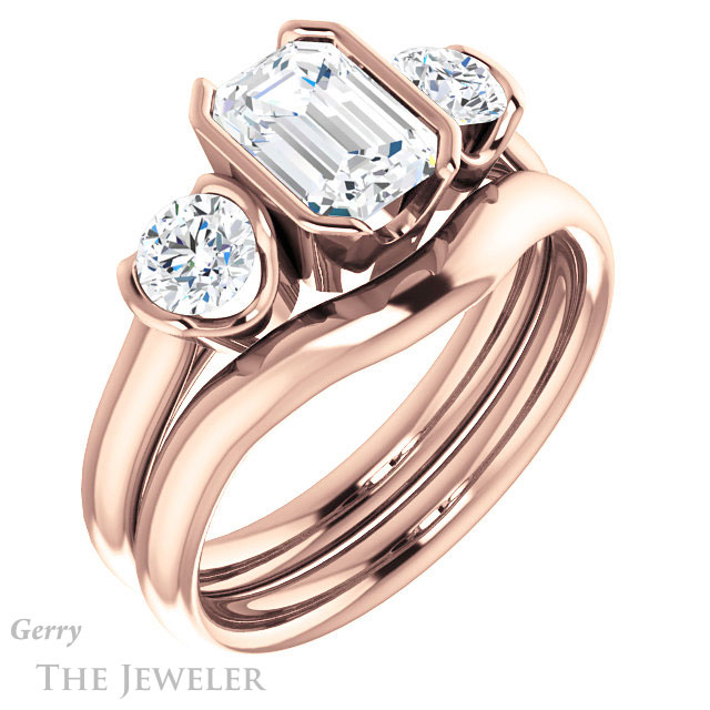 Emerald Cut Forever Brilliant Moissanite Engagement Ring #GTJ1269-emerald-fb-r