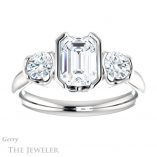Emerald Cut Forever One Moissanite Engagement Ring #GTJ1269-emerald-fb-w 1 Emerald Cut Forever Brilliant Moissanite Engagement Ring #GTJ1269-emerald-fb-w