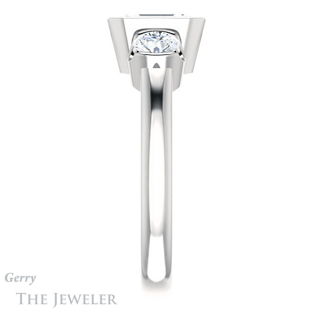 Emerald Cut Forever One Moissanite Engagement Ring #GTJ1269-emerald-fb-w 3 Emerald Cut Forever Brilliant Moissanite Engagement Ring #GTJ1269-emerald-fb-w