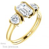 Emerald Cut Forever One Moissanite Engagement Ring #GTJ1269-emerald-fb-y 4 Emerald Cut Forever Brilliant Moissanite Engagement Ring #GTJ1269-emerald-fb-y