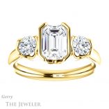Emerald Cut Forever One Moissanite Engagement Ring #GTJ1269-emerald-fb-y 1 Emerald Cut Forever Brilliant Moissanite Engagement Ring #GTJ1269-emerald-fb-y