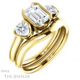 Emerald Cut Forever One Moissanite Engagement Ring #GTJ1269-emerald-fb-y 6 Emerald Cut Forever Brilliant Moissanite Engagement Ring #GTJ1269-emerald-fb-y