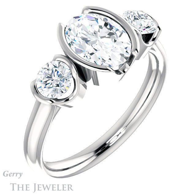Oval Shaped Forever One Moissanite Engagement Ring #GTJ1269-oval-fo-w 4 Oval Shaped Forever One Moissanite Engagement Ring #GTJ1269-oval-fo-w