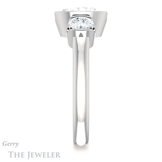 Oval Shaped Forever One Moissanite Engagement Ring #GTJ1269-oval-fo-w 3 Oval Shaped Forever One Moissanite Engagement Ring #GTJ1269-oval-fo-w