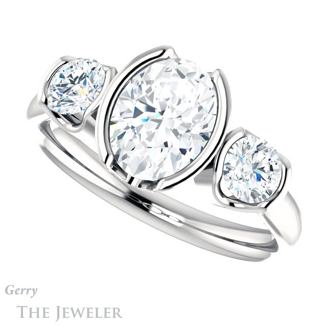 Oval Shaped Forever One Moissanite Engagement Ring #GTJ1269-oval-fo-w 5 Oval Shaped Forever One Moissanite Engagement Ring #GTJ1269-oval-fo-w