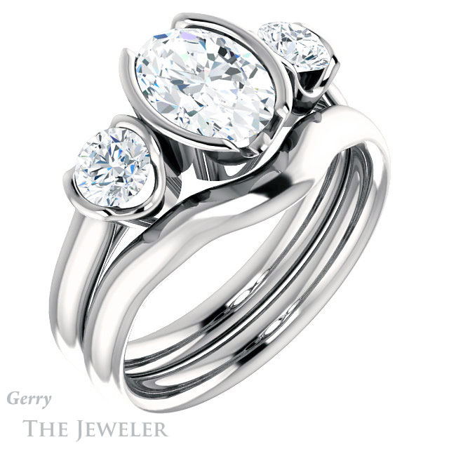 Oval Shaped Forever One Moissanite Engagement Ring #GTJ1269-oval-fo-w 6 Oval Shaped Forever One Moissanite Engagement Ring #GTJ1269-oval-fo-w