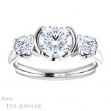 Round Cut Forever One Moissanite Engagement Ring #GTJ1269-round-fo-w