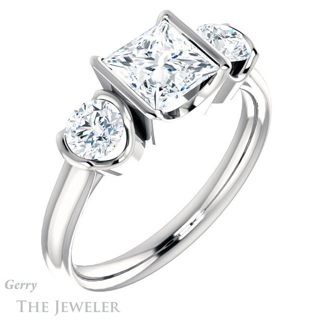 Princess Cut Forever One Moissanite Engagement Ring #GTJ1269-square-fo-w 4 Princess Cut Forever One Moissanite Engagement Ring #GTJ1269-square-fo-w