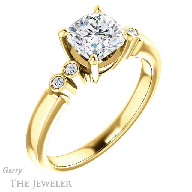 Cushion Cut Forever One Moissanite Engagement Ring #GTJ1270-cushion-fo-y 4 Cushion Cut Forever One Moissanite Engagement Ring #GTJ1270-cushion-fo-y