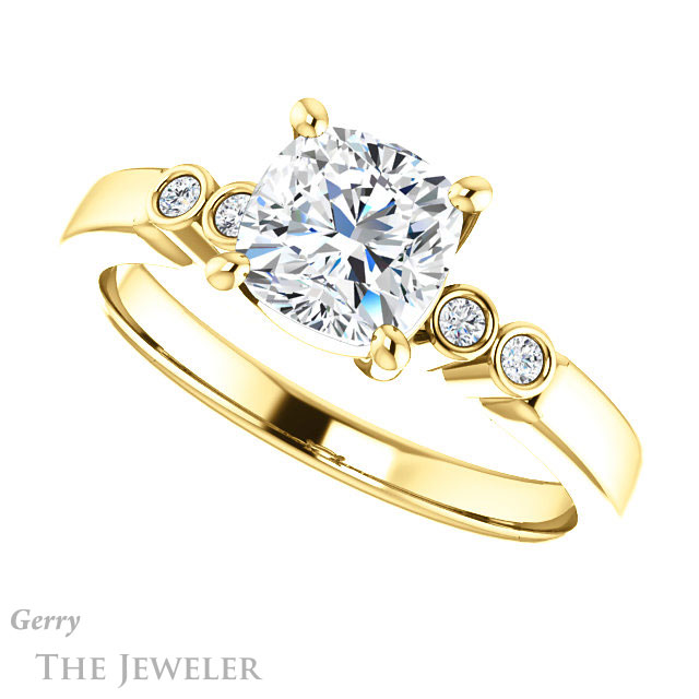 Cushion Cut Forever One Moissanite Engagement Ring #GTJ1270-cushion-fo-y 5 Cushion Cut Forever One Moissanite Engagement Ring #GTJ1270-cushion-fo-y