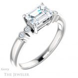 Emerald Cut Forever One Moissanite Engagement Ring #GTJ1270-emerald-fb-w 4 Emerald Cut Forever Brilliant Moissanite Engagement Ring #GTJ1270-emerald-fb-w