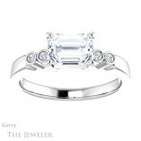 Emerald Cut Forever One Moissanite Engagement Ring #GTJ1270-emerald-fb-w 1 Emerald Cut Forever Brilliant Moissanite Engagement Ring #GTJ1270-emerald-fb-w