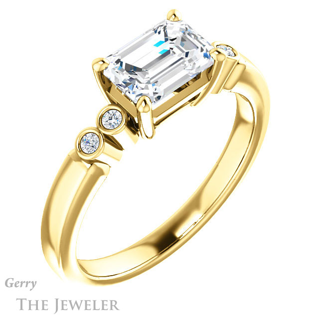 Emerald Cut Forever Brilliant Moissanite Engagement Ring #GTJ1270-emerald-fb-y