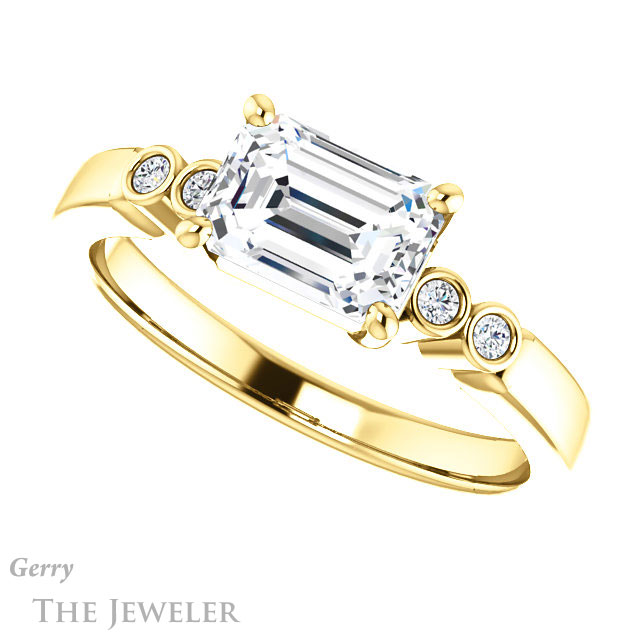 Emerald Cut Forever Brilliant Moissanite Engagement Ring #GTJ1270-emerald-fb-y