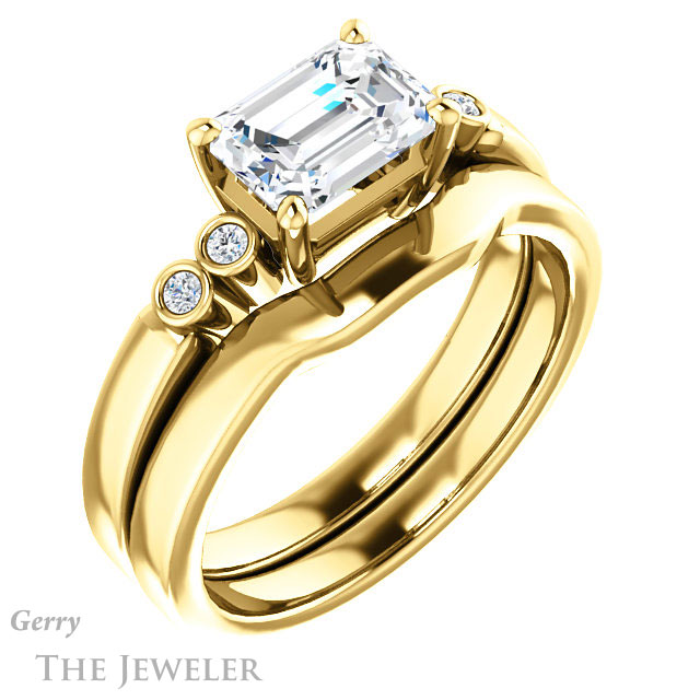 Emerald Cut Forever Brilliant Moissanite Engagement Ring #GTJ1270-emerald-fb-y
