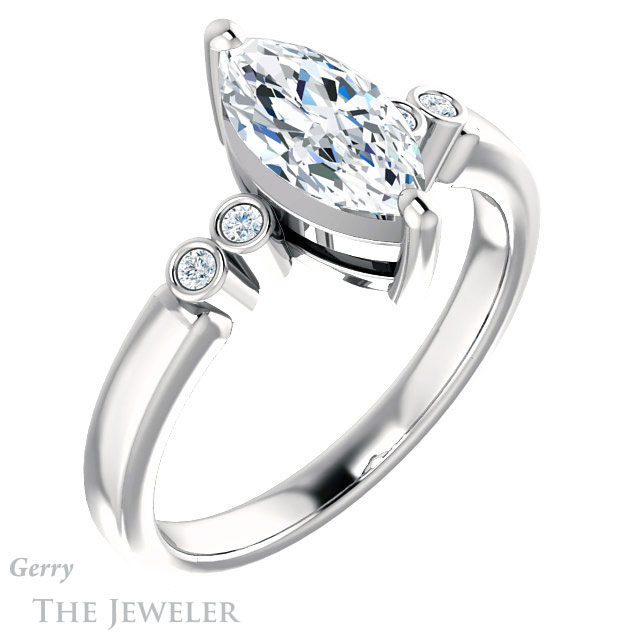 Marquise Cut Forever Brilliant Moissanite Engagement Ring #GTJ1270-marquise-fb-w
