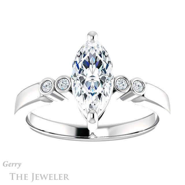 Marquise Cut Forever Brilliant Moissanite Engagement Ring #GTJ1270-marquise-fb-w