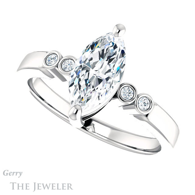 Marquise Cut Forever Brilliant Moissanite Engagement Ring #GTJ1270-marquise-fb-w