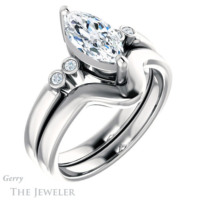 Marquise Cut Forever Brilliant Moissanite Engagement Ring #GTJ1270-marquise-fb-w