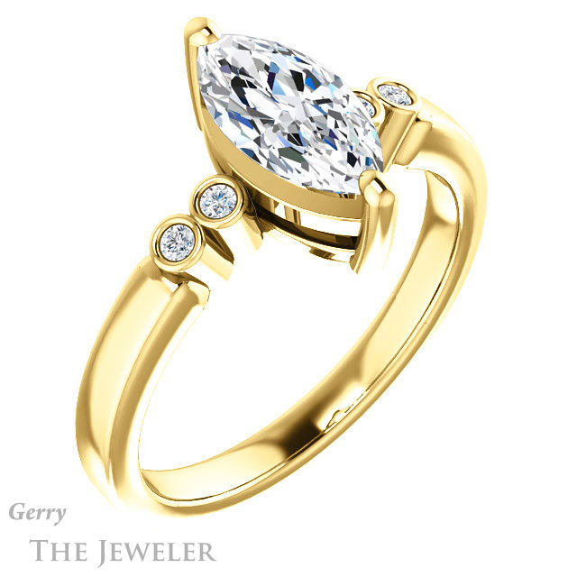 Marquise Cut Forever Brilliant Moissanite Engagement Ring #GTJ1270-marquise-fb-y