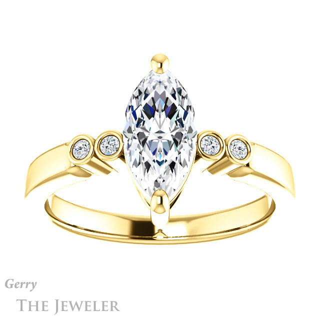 Marquise Cut Forever Brilliant Moissanite Engagement Ring #GTJ1270-marquise-fb-y