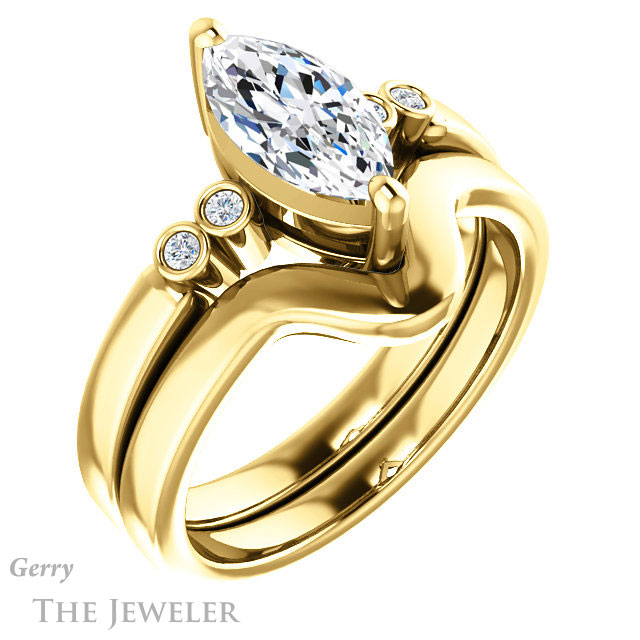 Marquise Cut Forever Brilliant Moissanite Engagement Ring #GTJ1270-marquise-fb-y