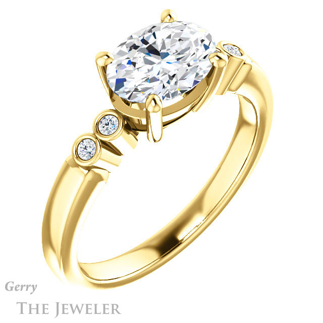 Oval Shaped Forever One Moissanite Engagement Ring #GTJ1270-oval-fo-y 4 Oval Shaped Forever One Moissanite Engagement Ring #GTJ1270-oval-fo-y