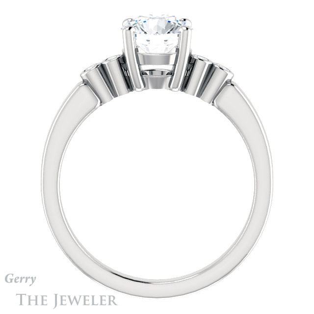 Round Cut Forever One Moissanite Engagement Ring #GTJ1270-round-fo-w
