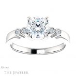 Round Cut Forever One Moissanite Engagement Ring #GTJ1270-round-fo-w