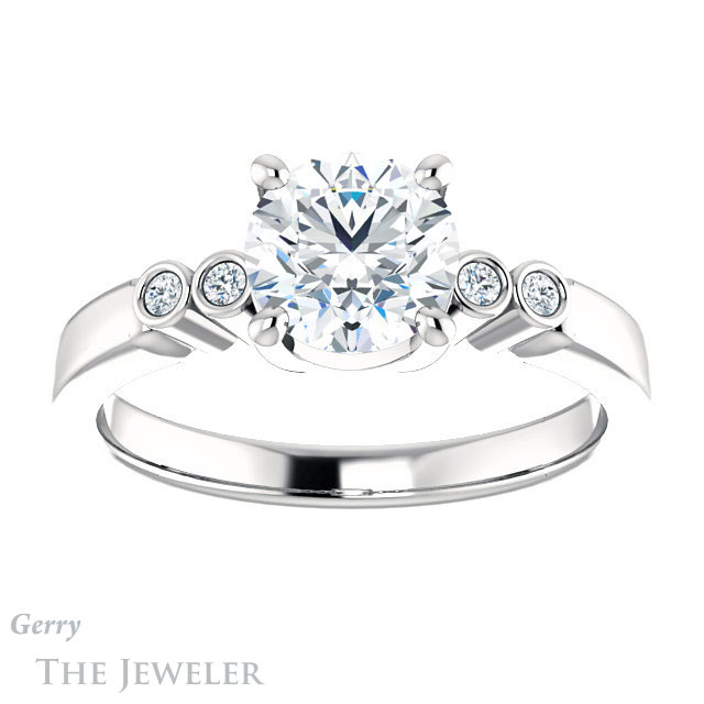 Round Cut Forever One Moissanite Engagement Ring #GTJ1270-round-fo-w
