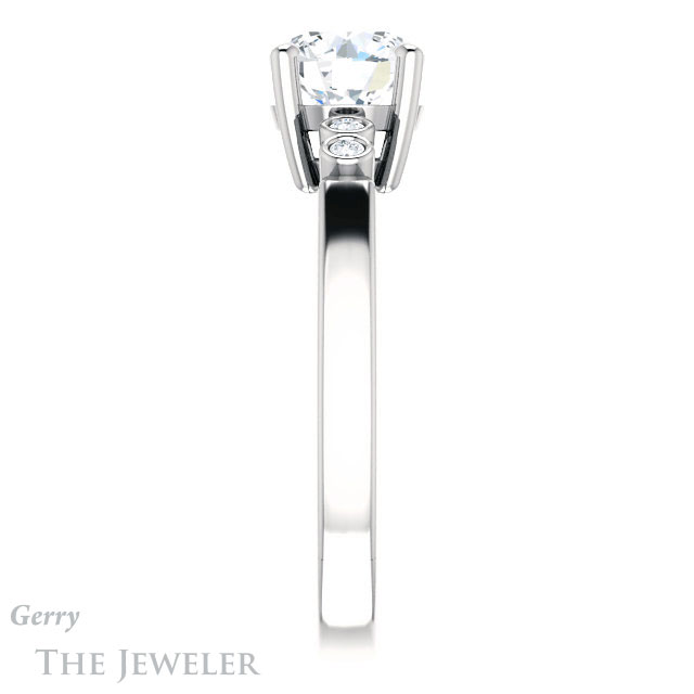 Round Cut Forever One Moissanite Engagement Ring #GTJ1270-round-fo-w