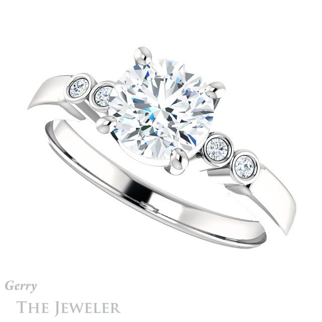Round Cut Forever One Moissanite Engagement Ring #GTJ1270-round-fo-w