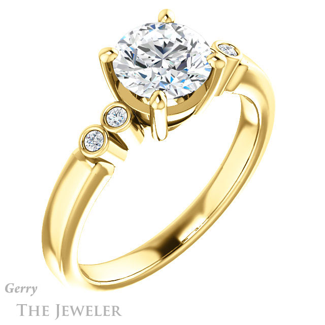 Round Cut Forever One Moissanite Engagement Ring #GTJ1270-round-fo-y 4 Round Cut Forever One Moissanite Engagement Ring #GTJ1270-round-fo-y