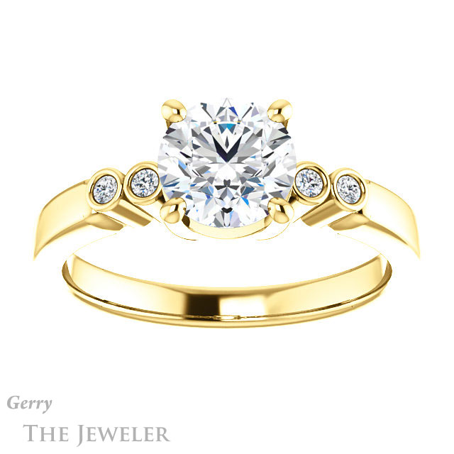 Round Cut Forever One Moissanite Engagement Ring #GTJ1270-round-fo-y 1 Round Cut Forever One Moissanite Engagement Ring #GTJ1270-round-fo-y