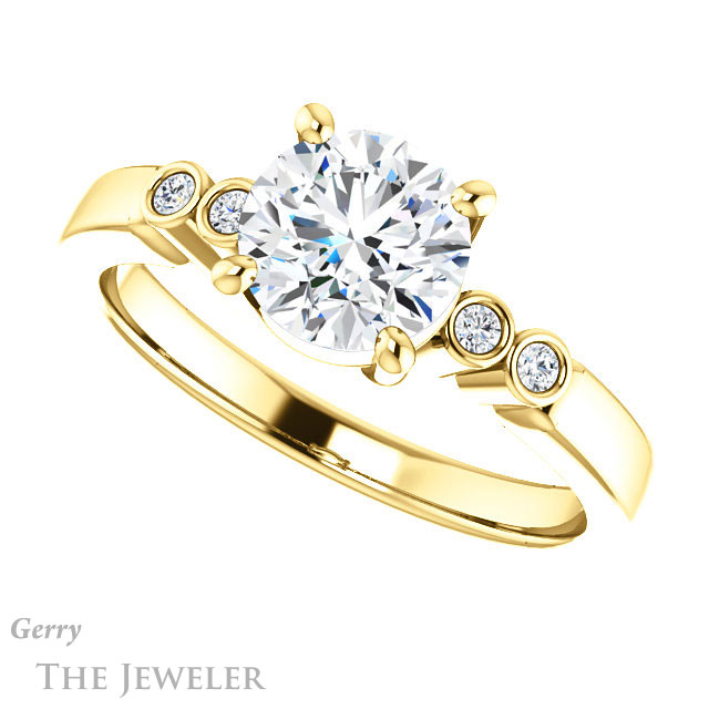 Round Cut Forever One Moissanite Engagement Ring #GTJ1270-round-fo-y 5 Round Cut Forever One Moissanite Engagement Ring #GTJ1270-round-fo-y