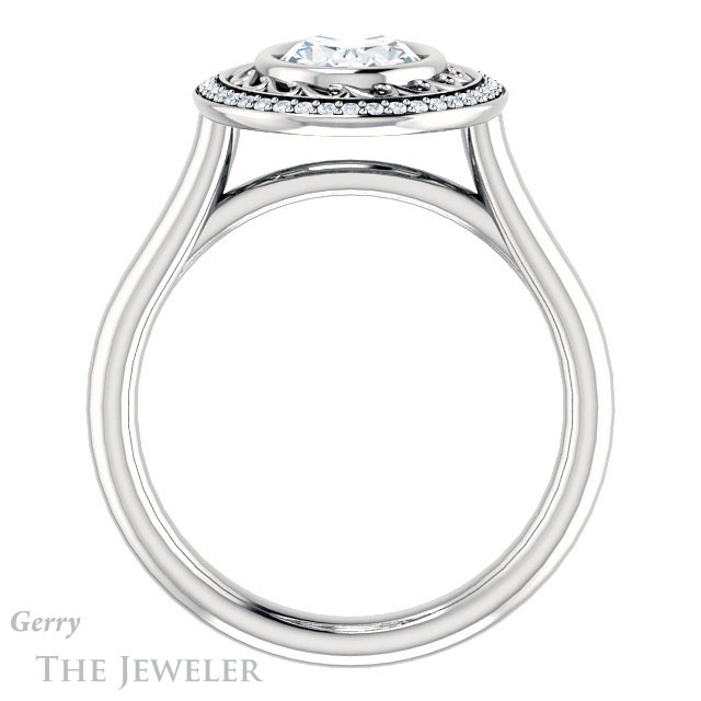 Oval Shaped Forever One Moissanite Engagement Ring #GTJ1271-oval-fo-w | Gerry The Jeweler Oval Shaped Forever One Moissanite Engagement Ring #GTJ1271-oval-fo-w