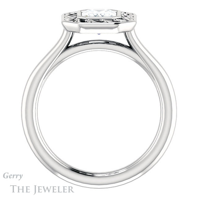 Emerald Cut Forever One Moissanite Engagement Ring #GTJ1275-emerald-fb-w | Gerry The Jeweler Emerald Cut Forever Brilliant Moissanite Engagement Ring #GTJ1275-emerald-fb-w