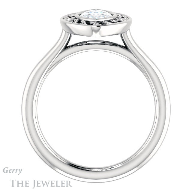 Marquise Cut Forever One Moissanite Engagement Ring #GTJ1275-marquise-fb-w | Gerry The Jeweler Marquise Cut Forever Brilliant Moissanite Engagement Ring #GTJ1275-marquise-fb-w