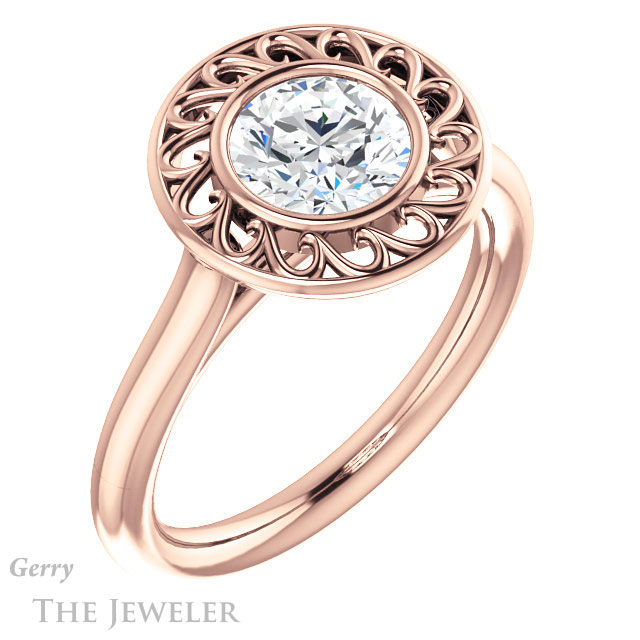 Round Cut Forever One Moissanite Engagement Ring #GTJ1275-round-fo-r | Gerry The Jeweler Round Cut Forever One Moissanite Engagement Ring #GTJ1275-round-fo-r