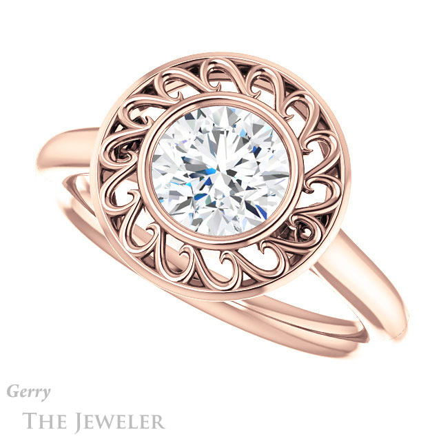 Round Cut Forever One Moissanite Engagement Ring #GTJ1275-round-fo-r | Gerry The Jeweler Round Cut Forever One Moissanite Engagement Ring #GTJ1275-round-fo-r