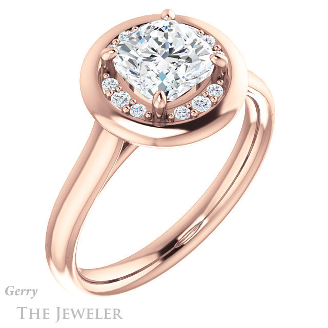 Cushion Cut Forever One Moissanite Engagement Ring #GTJ1276-cushion-fo-r | Gerry The Jeweler Cushion Cut Forever One Moissanite Engagement Ring #GTJ1276-cushion-fo-r