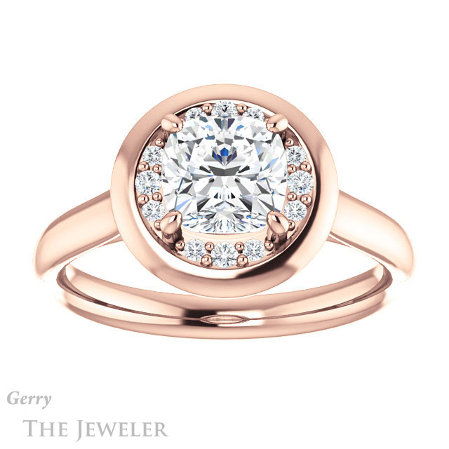Cushion Cut Forever One Moissanite Engagement Ring #GTJ1276-cushion-fo-r | Gerry The Jeweler Cushion Cut Forever One Moissanite Engagement Ring #GTJ1276-cushion-fo-r